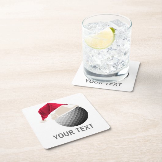 ゴルフのクリスマス スクエアペーパーコースター (インサイチュ)