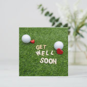 ゴルフのグリーティングゴルファーがボール・グリーンでまもなくよい カード (スタンド正面)