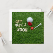 ゴルフのグリーティングゴルファーがボール・グリーンでまもなくよい カード (正面/裏面インサイチュ)