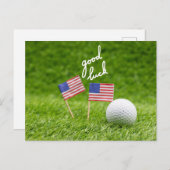 ゴルフのグリーティングゴルフボール幸運のフラグのアメリカ ポストカード (正面/裏面)