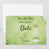 ゴルフのグリーン水彩画 招待状 (正面/裏面)