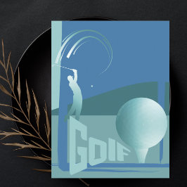 ゴルフのゴルファーのゴルフクラブリゾートグリーティング ポストカード