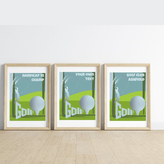 ゴルフのゴルファーのゴルフクラブ文字ウォールアート ポスター