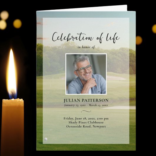 ゴルフのゴルファーの写真お祝いの生活葬儀 プログラム