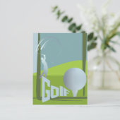 ゴルフのゴルファー・クラブ・リゾート・グリーン・グリーティング ポストカード (スタンド正面)