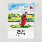 ゴルフのゴルフバッグを載せたパッティンググリーンで早く回復して  ポストカード (正面)
