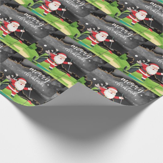ゴルフのサンタクロースはゴルファーのためにクリスマスをゴルフしている ラッピングペーパー (角)