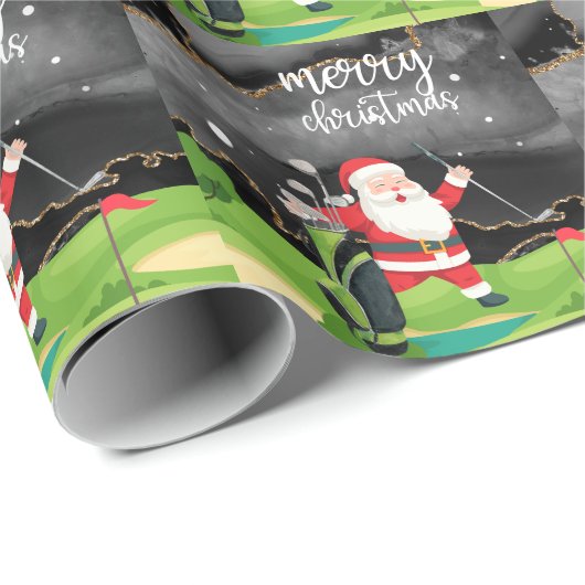 ゴルフのサンタクロースはゴルファーのためにクリスマスをゴルフしている ラッピングペーパー (ロールコーナー)