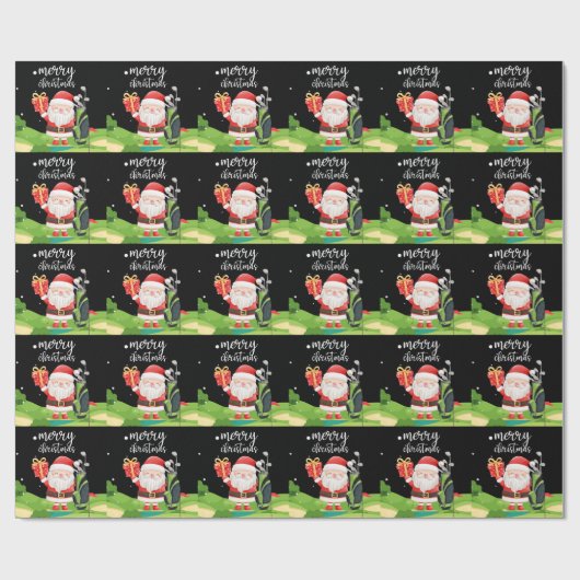 ゴルフのサンタクロースはゴルファーのためにクリスマスをゴルフしている ラッピングペーパー (フラット)