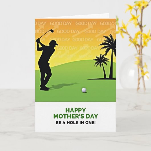 ゴルフのシルエット母の日カード カード (黄色い花)