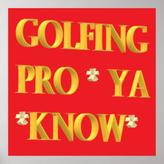 ゴルフのスポーツデザイン赤と金ゴールド大文字 ポスター (正面)