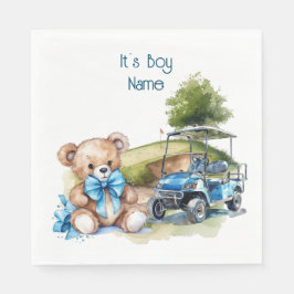 ゴルフのテディベア赤ちゃんシャワーのナプキンのための少年 スタンダードランチョンナプキン