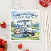 ゴルフのテディベア赤ちゃんシャワーのナプキンのための少年 スタンダードランチョンナプキン (インサイチュ)