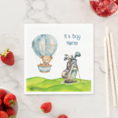 ゴルフのテディベア赤ちゃんシャワーのナプキンのための少年 スタンダードランチョンナプキン (インサイチュ)