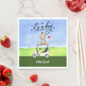 ゴルフのテディベア赤ちゃんシャワーの少年 スタンダードランチョンナプキン (インサイチュ)