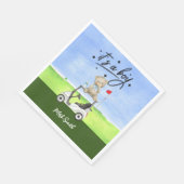 ゴルフのテディベア赤ちゃんシャワーの少年 スタンダードランチョンナプキン (角)