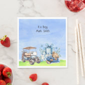 ゴルフのテディベア赤ちゃんシャワーの少年 スタンダードランチョンナプキン (インサイチュ)