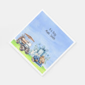 ゴルフのテディベア赤ちゃんシャワーの少年 スタンダードランチョンナプキン (角)