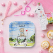 ゴルフのテディベア赤ちゃんシャワーの少年 ペーパープレート (パーティー)