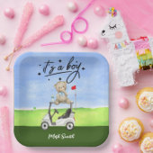 ゴルフのテディベア赤ちゃんシャワーの少年 ペーパープレート (パーティー)