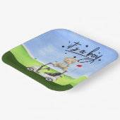 ゴルフのテディベア赤ちゃんシャワーの少年 ペーパープレート (傾斜あり)