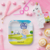 ゴルフのテディベア赤ちゃんシャワーの少年 ペーパープレート (パーティー)