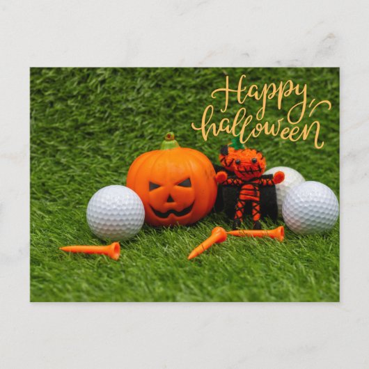 ゴルフのハロウィンとゴルファーのハロウィン ポストカード (正面)