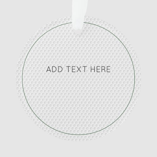 ゴルフのパターンを追加する独自の文字ゴルフボールグリーンホワイト オーナメント (正面)