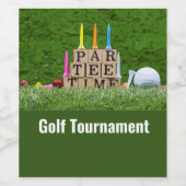 ゴルフのパーTパーティータイムとゴルフボールのグリーン ワインラベル (シングルラベル)