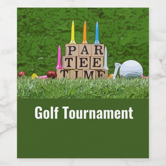 ゴルフのパーTパーティータイムとゴルフボールのグリーン ワインラベル (シングルラベル)