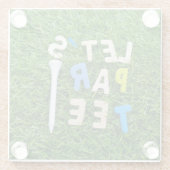 ゴルフのパーTeeと単語fofゴルファーのパーティー緑 ガラスコースター (裏面)