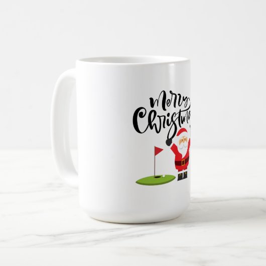 ゴルフのフラッグでサンタゴルファーとゴルフクリスマスプレゼント コーヒーマグカップ (正面左)