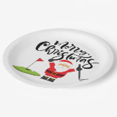 ゴルフのフラッグでサンタゴルファーとゴルフクリスマスプレゼント ペーパープレート (アングル)