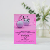 ゴルフのベビーガールそれがピンクの背景の女の子 招待状 (スタンド正面)