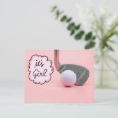 ゴルフのベビーガールそれがピンクの背景の女の子 招待状 (スタンド正面)