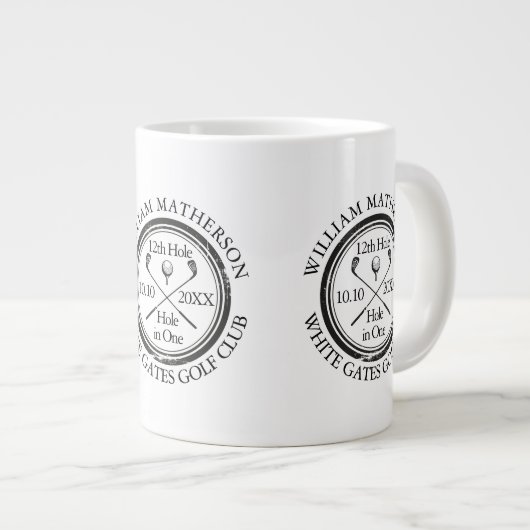 ゴルフのホールインワンパーソナライズされた ジャンボコーヒーマグカップ (正面右)