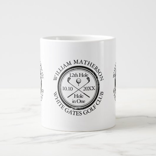 ゴルフのホールインワンパーソナライズされた ジャンボコーヒーマグカップ (正面)