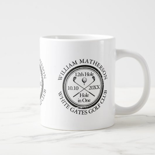 ゴルフのホールインワンパーソナライズされた ジャンボコーヒーマグカップ (右)
