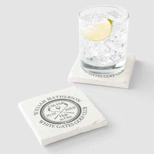 ゴルフのホールインワンパーソナライズされた ストーンコースター (横)