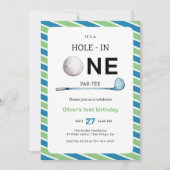 ゴルフのホールインワンパーティー1歳の誕生日ボーイ 招待状 (正面)