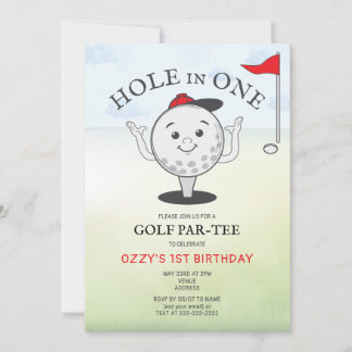 ゴルフのホールインワン 1歳の誕生日パーティー 招待状