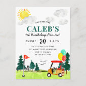 ゴルフのボーイゴルフのスイングバイフォーアパルティー誕生日 ポストカード (正面)