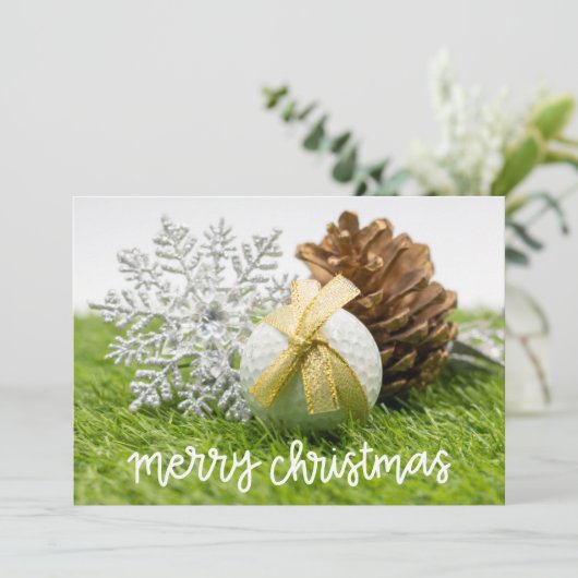 ゴルフのボールでゴルファーへのゴルフのメリークリスマス シーズンカード (スタンド正面)