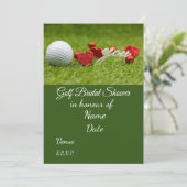 ゴルフのボールを使ったゴルフ ブライダルシャワー Save the Date 招待状 (スタンド正面)