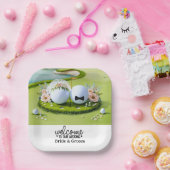 ゴルフのボール新郎新婦ようこそ私たち結婚の ペーパープレート (パーティー)