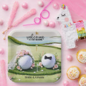 ゴルフのボール新郎新婦ようこそ私たち結婚の ペーパープレート (パーティー)