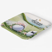 ゴルフのボール新郎新婦ようこそ私たち結婚の ペーパープレート (傾斜あり)