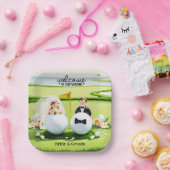 ゴルフのボール新郎新婦ようこそ私たち結婚の ペーパープレート (パーティー)