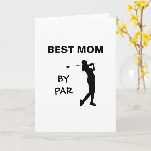 ゴルフのママのゴルファーPun母の日の最高のママBy Par カード (黄色い花)