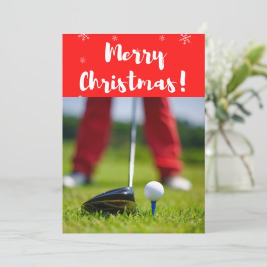 ゴルフのメリークリスマスゴルファーへのグリーンのゴルフ シーズンカード (スタンド正面)